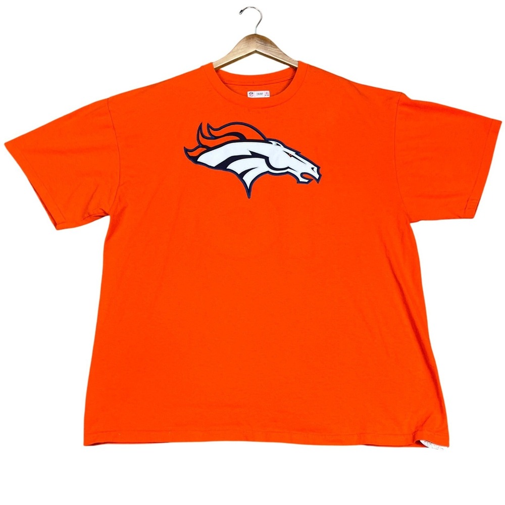 Denver Broncos NFL Team Apparel T-Shirt Mens 2XL Orange #18‎ Peyton Manning EUC